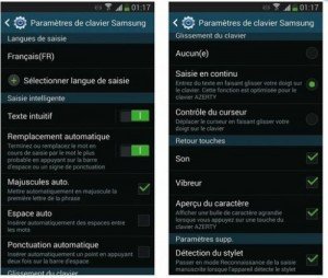 les paramètres du clavier samsung