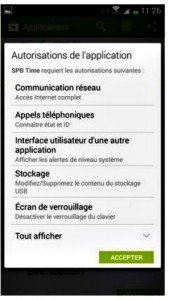 Autorisation de l application