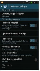 Options de l’écran de verrouillage