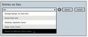 Saisissez le nom d’un lieu