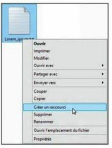 Création d’un raccourci de fichier
