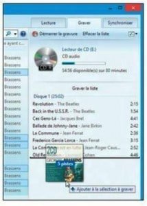 L’album contenant les morceaux sélectionnés à été ajouté dans le Lecteur Windows Media