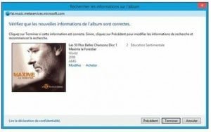 Vérifiez les informations de l’album