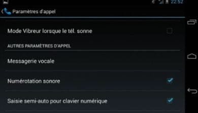 Parametres d'appels Android