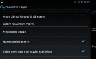 Parametres d'appels Android