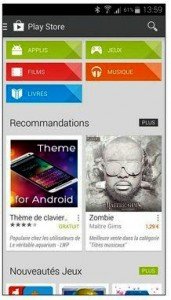 La page d’accueil de Play Store