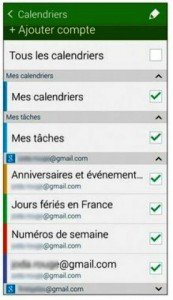 S Planner et les paramètres des calendriers