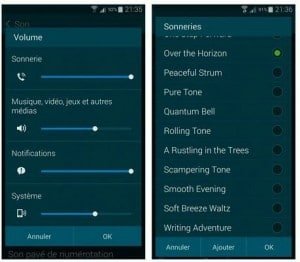 Configurer les options sonores du Galaxy S5
