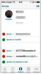 Les coordonnées d’un contact