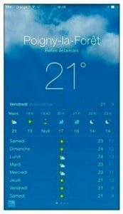 L'application météo de l’iPhone prévoit un temps couvert