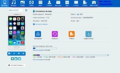 Une fois connecté, vous verrez l’interface de votre téléphone sur l' écran du PC