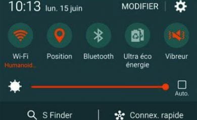 la barre de réglages rapides du galaxy S6
