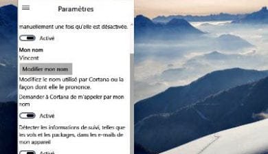 Gestion des dossiers et de Cortana