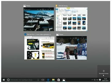 Cliquez sur le bouton Affichage des tâches, et les mots Nouveau bureau apparaissent au-dessus de la barre des tâches