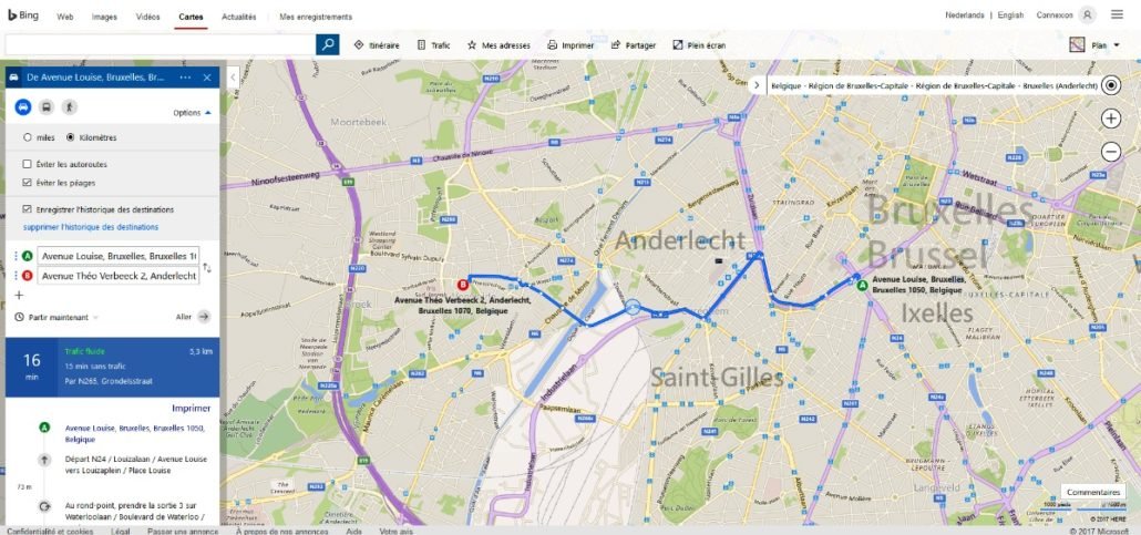 Tracer un itinéraire sur Bing Cartes