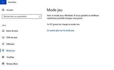 Vérifier si le PC supporte le mode Jeu