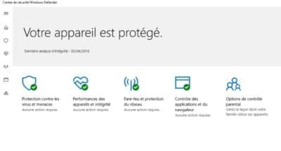 centre de sécurité windows defender