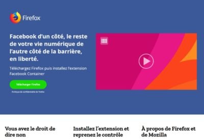 Extension Facebook container pour Firefox