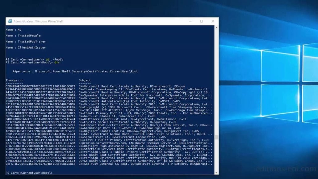 Invite de commandes Powershell Windows