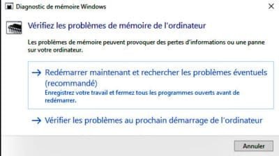 Diagnostic de mémoire Windows