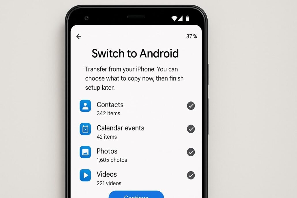 Utilisation de l'application Switch to Android pour migrer les données d'iPhone vers Android